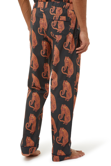 Sansindo Tiger Print Black/Orange Pyjama Trousers